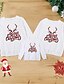 cheap New Arrivals-Christmas Tops Cotton Family Look Christmas Gifts Cartoon Deer Print Black Red White Long Sleeve Basic Matching Outfits / Fall / Spring / Cute