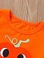 billige Tøjsæt til piger-Børn Pige T-shirt &amp; Bukser Halloween Langærmet 2 Dele Orange Trykt mønster Batikfarvet Græskar Halloween Bomuld Normal Aktiv Sej 3-8 år / Efterår