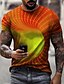 cheap Men&#039;s Tees &amp; Tank Tops-Men&#039;s T shirt Tee Graphic Optical Illusion 3D Round Neck Yellow Pink Red Blue Purple 3D Print Plus Size Daily Short Sleeve Clothing Apparel Basic