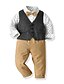 cheap Boys&#039; Clothing Sets-Kids Toddler Boys&#039; Suit &amp; Blazer Clothing Set Children&#039;s Day Long Sleeve 4 Pieces Khaki Print Polka Dot Daily Birthday Cotton Basic Casual 2-6 Years / Fall / Spring