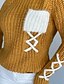 billige Sweaters-Dame Genser Helfarge Strikket Lomme foran Stilfull Fritid Myk Langermet Genser og cardigans Høst Vinter Crew-hals Blå Gul Kakifarget