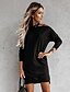 cheap Casual Dresses-Women&#039;s Short Mini Dress Shift Dress Black Green Beige Long Sleeve Pocket Patchwork Cold Shoulder Solid Color Round Neck Fall Winter Stylish Work Casual 2021 S M L XL XXL