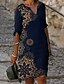 cheap All Sale-Women&#039;s Knee Length Dress Shift Dress Blue Half Sleeve Print Floral V Neck Spring Summer Hot Elegant 2022 Loose M L XL XXL 3XL