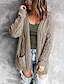 cheap Sweaters-Women&#039;s Cardigan Sweater Solid Color Knitted Vintage Style Elegant Long Sleeve Sweater Cardigans Fall Winter Open Front Blushing Pink Grey khaki