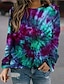 cheap Hoodies &amp; Sweatshirts-Women&#039;s Sweatshirt Pullover Tie Dye Daily Sports Print Purple Active Streetwear Round Neck Long Sleeve Without Lining Micro-elastic Fall &amp; Winter