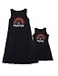 cheap New Arrivals-Mommy and Me Cotton Dresses Daily Rainbow Letter Print Black Knee-length Sleeveless Tank Dress Cute Matching Outfits / Summer / Long