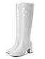 cheap Boots-Women&#039;s Boots Costume Shoes Go Go Boots Costume Boots Daily Solid Colored Knee High Boots Winter Block Heel Round Toe Sexy Patent Leather PU Zipper Black White Red