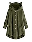 cheap Coats &amp; Trench Coats-Women&#039;s Coat Teddy Coat Sherpa jacket Fur Trim Pocket Regular Coat Green Black Gray Daily Casual Single Breasted Fall Hoodie Regular Fit S M L XL XXL 3XL / Warm / Plain