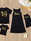 cheap Family Look Sets-Family Look Cotton Family Sets Daily Letter Print Black Knee-length Sleeveless Tank Dress Basic Matching Outfits / Summer / Long / Cute