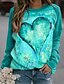 billige Hættetrøjer &amp; sweatshirts-Dame Hjerte Sweatshirt bluse Trykt mønster 3D-udskrivning Sport I-byen-tøj Aktiv Gade Hættetrøjer Sweatshirts Grøn Blå Lyserød