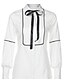billige Bluse-Dame Bluse Skjorte Hvid Flettet Mode Vanlig Ensfarvet Afslappet Daglig Langærmet Krave Basale Normal Tynd S / Sommer / Sløjfer
