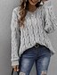 billige Sweaters-Dame Genser Helfarge Strikket Stilfull Fritid Langermet Genser og cardigans Høst Vinter V-hals Gul Vin Grå
