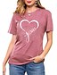 cheap T-Shirts-Women&#039;s T shirt Graphic Heart Letter Round Neck Print Basic Vintage Tops Regular Fit Blue Blushing Pink Wine
