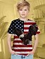 billige T-skjorter og skjorter til gutter-Gutt T skjorte Kortermet T skjorte Grafisk Flagg 3D-utskrift Aktiv Polyester Barn 4-12 år 3D-trykt grafikk Normal Skjorte