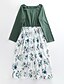 cheap Family Look Sets-Mommy and Me Cotton Dresses Daily Floral Graphic Ruffle Green Knee-length Long Sleeve Vacation Matching Outfits / Fall / Spring / Patchwork / Cute / Print
