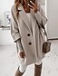 cheap Coats &amp; Trench Coats-Women&#039;s Pea Coat Fall Winter Daily Going out Long Coat Turndown Single Breasted Windproof Warm Loose Elegant Streetwear Jacket Long Sleeve Patchwork Solid Color Gray Khaki White
