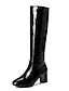 abordables Boots-Mujer Botas Zapatos de disfraz Botas Go Go Botas de disfraz Diario Color sólido Botas hasta la rodilla Invierno Talón de bloque Dedo redondo Sensual Cuero Patentado PU Cremallera Negro Blanco Rojo