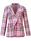cheap Coats &amp; Trench Coats-Women&#039;s Blazer Print Casual Daily Coat Regular Polyester Gray Pink Khaki Open Front Fall Winter Turndown Regular Fit S M L XL XXL / Warm / Plaid / Check