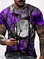 billige Short Sleeve-Herre Unisex Skjorte T-shirt T-Shirts MOON Grafiske tryk Rund hals Vin Gul Rød Blå Lilla 3D-udskrivning Halloween Daglig Kortærmet Trykt mønster Tøj Designer Afslappet Stor og høj