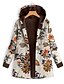 cheap Coats &amp; Trench Coats-Women&#039;s Coat Fall Winter Street Daily Valentine&#039;s Day Regular Coat Windproof Warm Regular Fit Casual St. Patrick&#039;s Day Daily Jacket Long Sleeve Fur Trim Pocket Floral Green Blue White / Print / Print