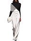 cheap Women&#039;s Jumpsuits-Women&#039;s Jumpsuit Color Block Casual Crew Neck Street Daily Wear Long Sleeve Regular Fit White S M L Fall