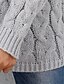baratos Camisolas-Mulheres Pulôver Suéter Saltador Côr Sólida Tricotado à moda Casual Manga Longa Casacos de malha Outono Inverno Decote V Amarelo Vinho Cinzento