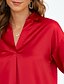 cheap Women&#039;s Blouses-Women&#039;s Blouse White Red Light Brown Plain Work Weekend Long Sleeve Shirt Collar Streetwear Silk Like Satin Regular S