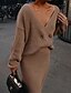 abordables Jerséis-Mujer Vestido Conjuntos de suéter Pulóveres Color sólido De Punto Botón Elegante Básico Casual Manga Larga Ajuste regular Cárdigans suéter Otoño Invierno Escote en Pico Rosa Color Camello