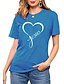 preiswerte T-shirts-Damen T-Shirt Grafik Herz Buchstabe Rundhalsausschnitt Bedruckt Grundlegend Vintage Oberteile Normale Passform Blau Rosa Wein