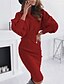 cheap Spring&amp;Autumn Dress-Women&#039;s Sweater Dress Jumper Dress Winter Dress Knee Length Dress Knitwear Elegant Modern Pure Color Winter Dress Daily Vacation Fall Dress Crew Neck Long Sleeve Ruched 2023 Loose Fit Black Pink Wine