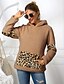 cheap Hoodies &amp; Sweatshirts-Women&#039;s Color Block Leopard Brown Hoodie Sweatshirt Front Pocket Print Daily Sports Active Streetwear Hoodies Sweatshirts  Black Khaki