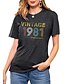 economico T-shirts-Per donna maglietta Pop art Alfabetico Rotonda Stampa Essenziale Vintage Top Standard Blu Rosa Vino