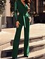 abordables Combinaisons femme-Combinaison-pantalon Femme Bloc de couleur Noeud Décontracté Quotidien Col en V Décontractée Rendez-vous Manches Longues Standard Vert S L&#039;autume