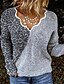 cheap Women&#039;s Sweaters-Women&#039;s Pullover Sweater Jumper Color Block Knitted Print Stylish Basic Casual Long Sleeve Regular Fit Sweater Cardigans Fall Winter V Neck Blue Gray White