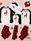 cheap New Arrivals-Family Look Christmas Pajamas Daily Plaid Deer Letter Patchwork White Black Gray Long Sleeve Daily Matching Outfits / Fall / Winter / Cute / Print