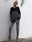 cheap Tops &amp; Blouses-LITB Basic Women&#039;s Striped Sweater Long Sleeves Tops Drop Shoulder Contrast Color Knit