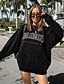 billige Hættetrøjer &amp; sweatshirts-Dame slogan Los Angeles Hattetrøje Sweatshirt Daglig Basale Afslappet Bomuld Hættetrøjer Sweatshirts Overdimensionerede Sort Grå
