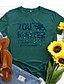 preiswerte T-shirts-Damen T-Shirt Galaxis Grafik Buchstabe Rundhalsausschnitt Bedruckt Grundlegend Vintage Oberteile Blau Rosa Wein
