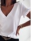 economico Super Sale-Women&#039;s T shirt  White Black Pink  Solid Colored  Ruffle  Short Sleeve  V Neck