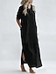 cheap Cotton &amp; Linen Dresses-Casual Women&#039;s Linen Shirt Dress 3 4 Sleeve