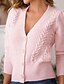 cheap Cardigans-Women&#039;s Cardigan Sweater Jumper Cable Knit Knitted Thin Cropped V Neck Solid Color Daily Stylish Fall White Pink S M L / Long Sleeve / Regular Fit