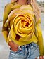 billige T-shirts-Dame Blomstret 3D Ferie Helg Blomster Tema Maling Langermet T skjorte Rund hals Trykt mønster Grunnleggende Topper Blå Gul Rød S / 3D-utskrift