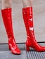 abordables Boots-Mujer Botas Zapatos de disfraz Botas Go Go Botas de disfraz Diario Color sólido Botas hasta la rodilla Invierno Talón de bloque Dedo redondo Sensual Cuero Patentado PU Cremallera Negro Blanco Rojo