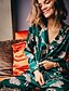 cheap Sleep &amp; Lounge-Women&#039;s 1 set Pajamas Sets Satin Ultra Slim Retro Animal Polyester Home Party Daily Lapel Gift Shirt Long Sleeve Print Pant Fall Winter Green / Buckle