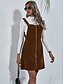 cheap Casual Dresses-Women&#039;s Short Mini Dress A Line Dress Brown Sleeveless Zipper Solid Color Square Neck Fall Winter Casual Vintage 2021 S M L XL