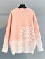 cheap Sweaters-Women&#039;s Pullover Ugly Sweater Jumper Color Block Snowflake Knitted Stylish Casual Soft Long Sleeve Regular Fit Sweater Cardigans Fall Winter Crew Neck Pink purple Blue Blushing Pink / Faux Fur