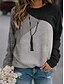 preiswerte Kapuzenpullis &amp; Sweatshirts-Damen Farbblock Pullover Patchwork 3D-Druck Alltag Kapuzenpullover Sweatshirts Grau
