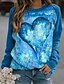 abordables Sweats à capuche et sweat-shirts-Femme Cœur Sweat-shirt Sweat Imprimer 3D effet Des sports Sortie Actif Vêtement de rue Pulls Capuche Pulls molletonnés Vert Bleu Rose Claire