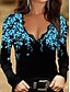 cheap Tops &amp; Blouses-Women&#039;s Floral Graphic Patterned Holiday Weekend Floral Long Sleeve Blouse Shirt V Neck Lace Trims Print Casual Streetwear Tops Regular Fit White Blue Purple S