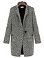 cheap Coats &amp; Trench Coats-Women&#039;s Coat Fall Winter Street Daily Going out Long Coat Turndown Single Breasted One-button Warm Breathable Regular Fit Business Elegant Casual Jacket Long Sleeve Pocket Houndstooth Black / Cotton